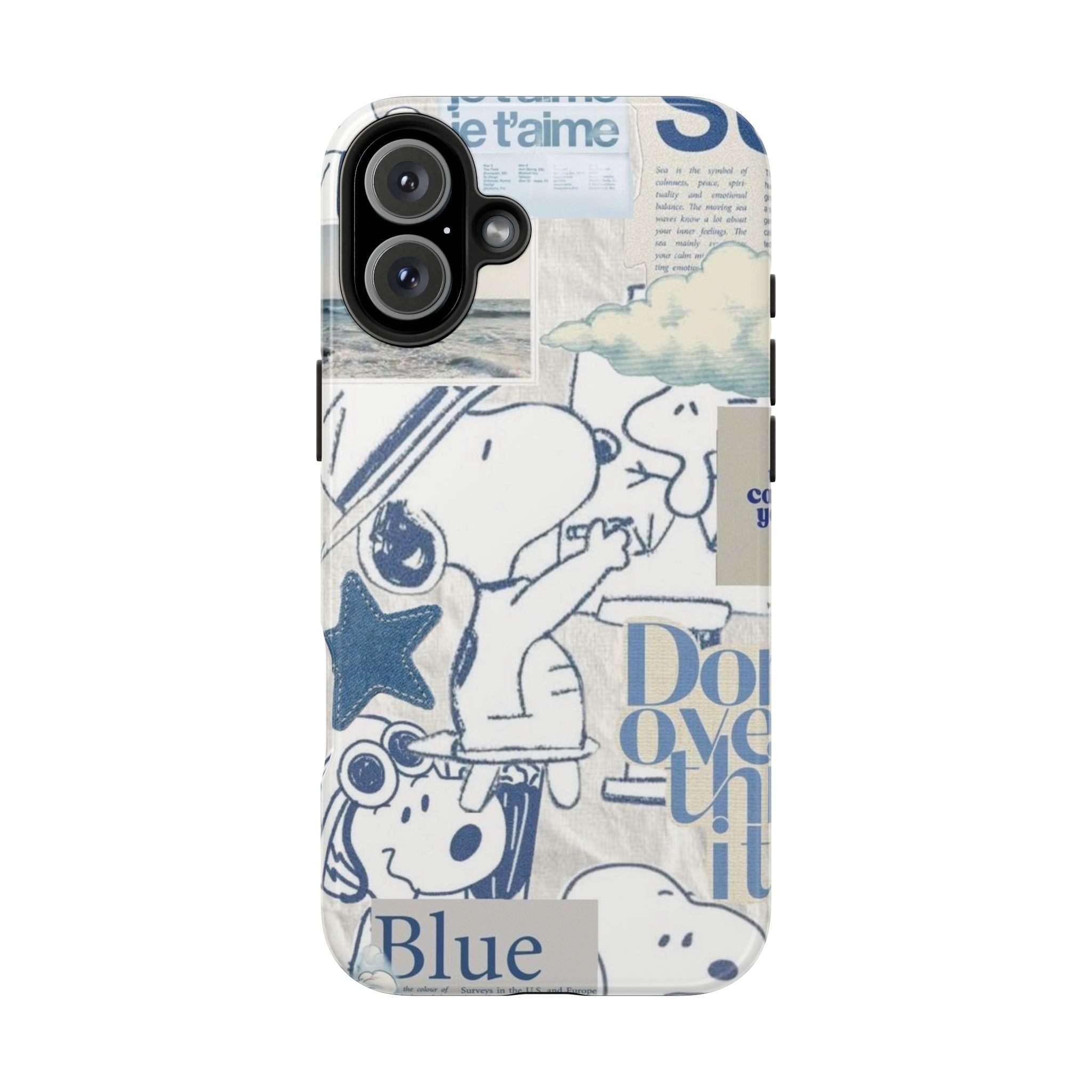 Snoopy Blue Collage Tough Phone Case — Retro Peanuts Cartoon Protective Cover