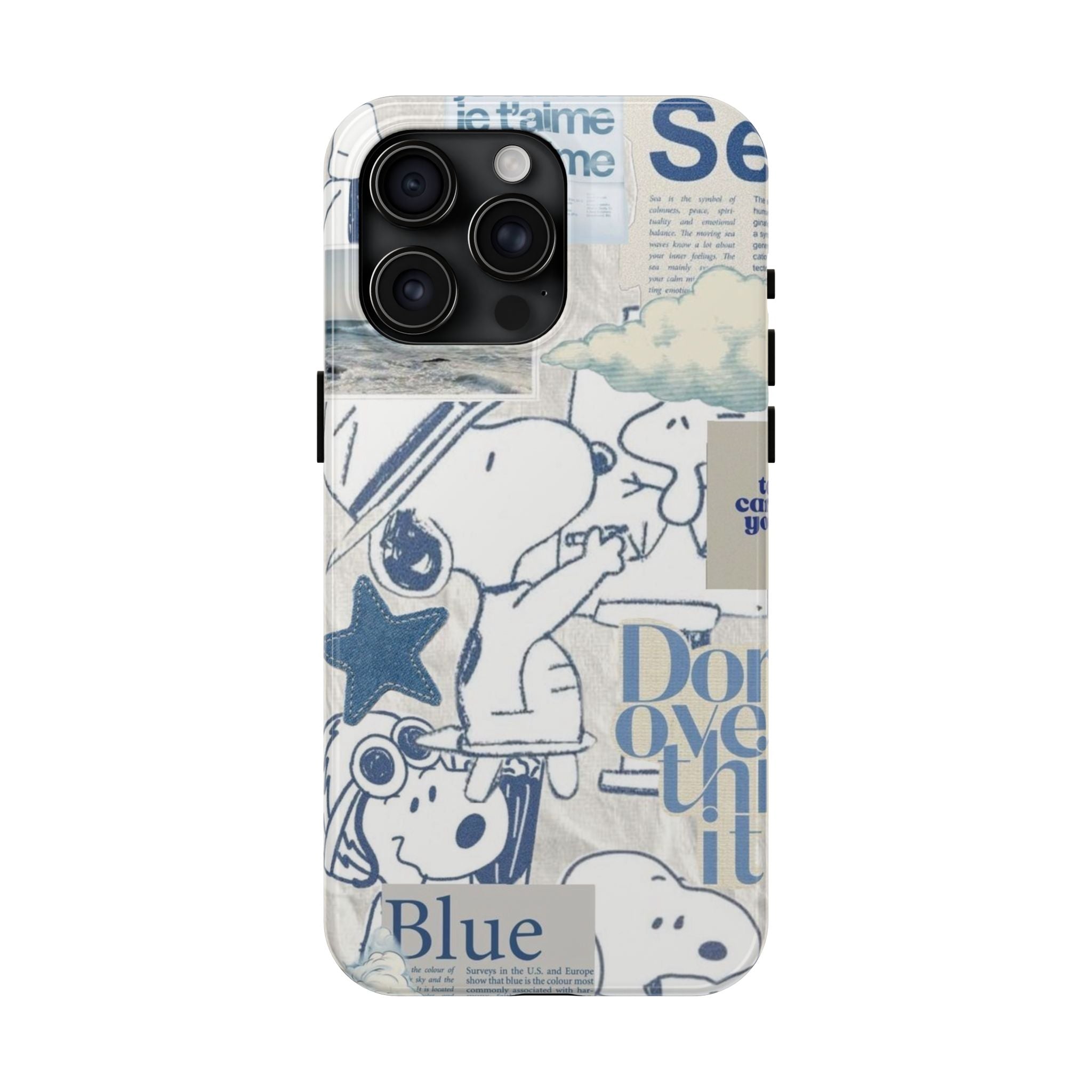 Snoopy Blue Collage Tough Phone Case — Retro Peanuts Cartoon Protective Cover