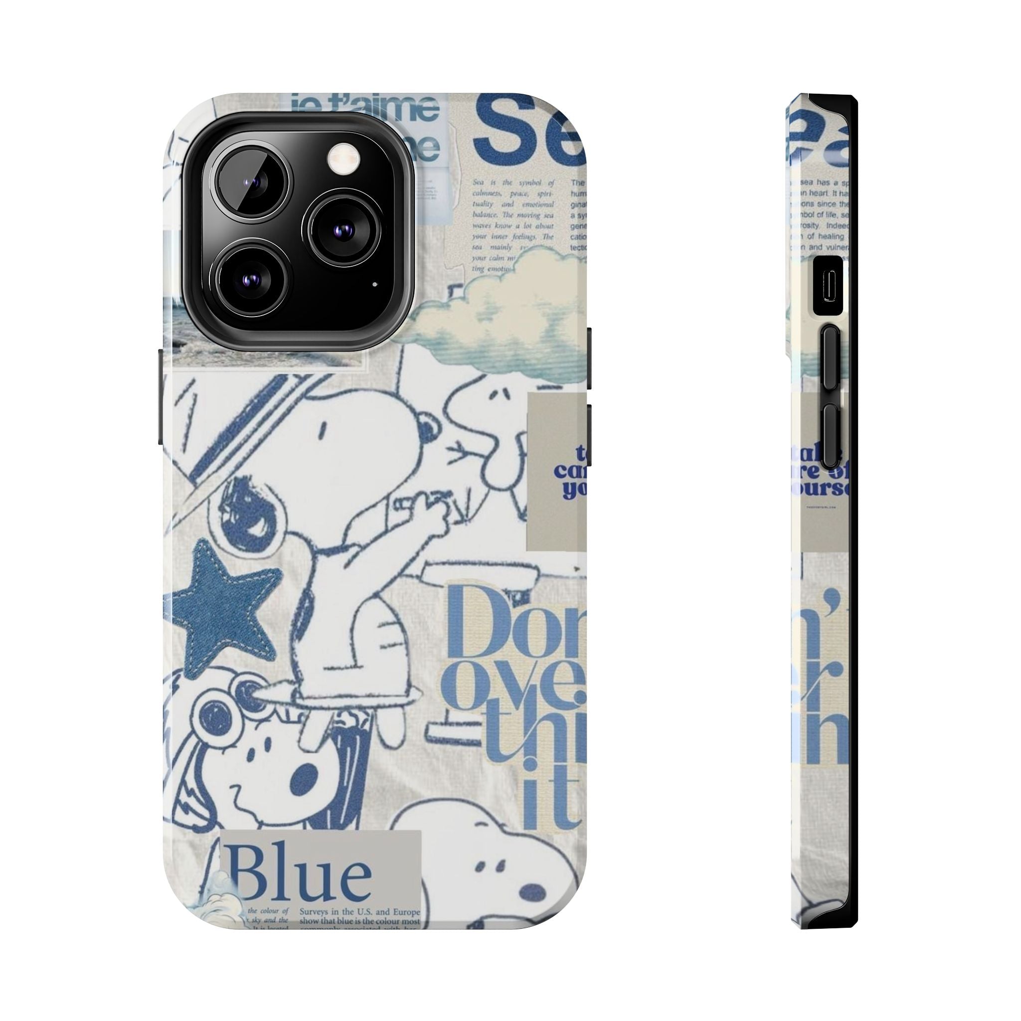 Snoopy Blue Collage Tough Phone Case — Retro Peanuts Cartoon Protective Cover