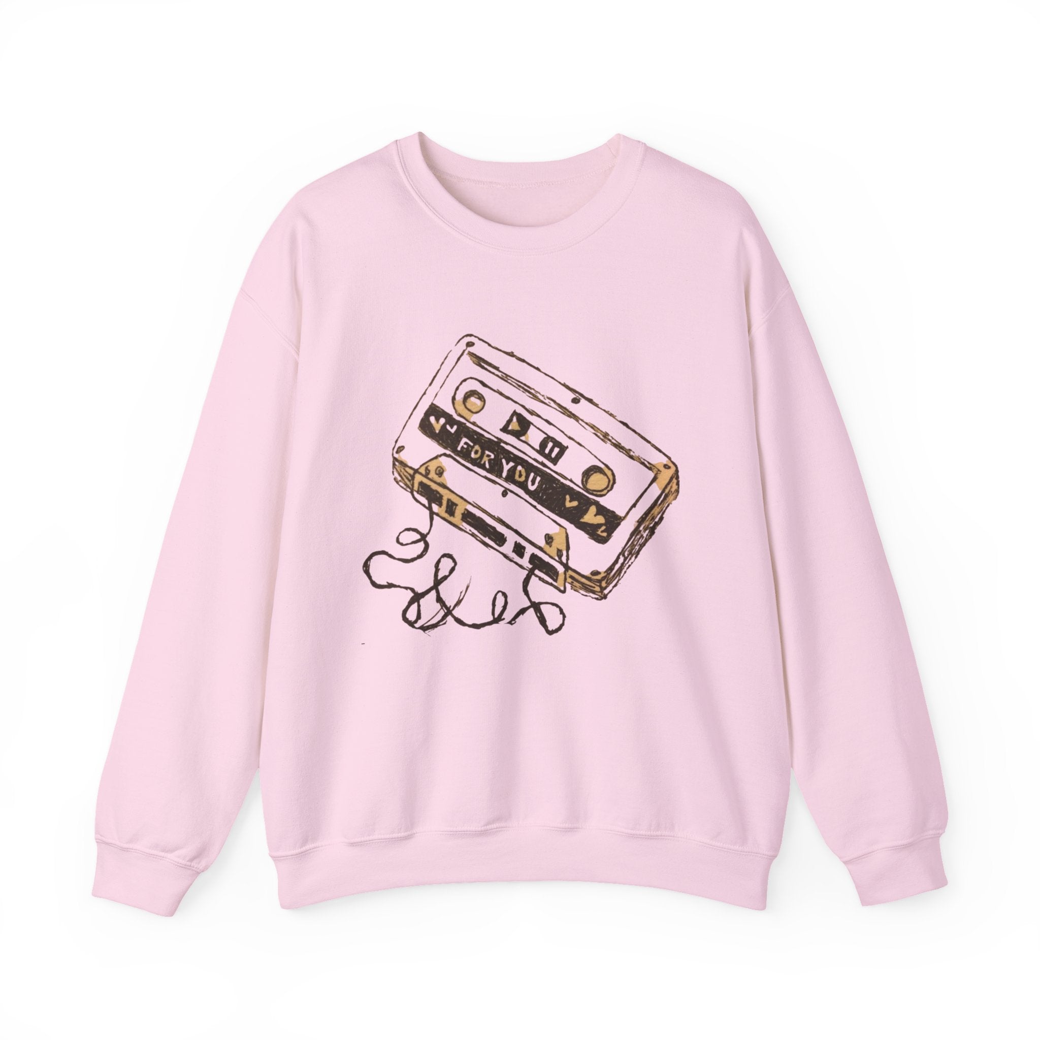 Cassette & Guitar Crewneck Sweatshirt — Retro Music Tape Graphic