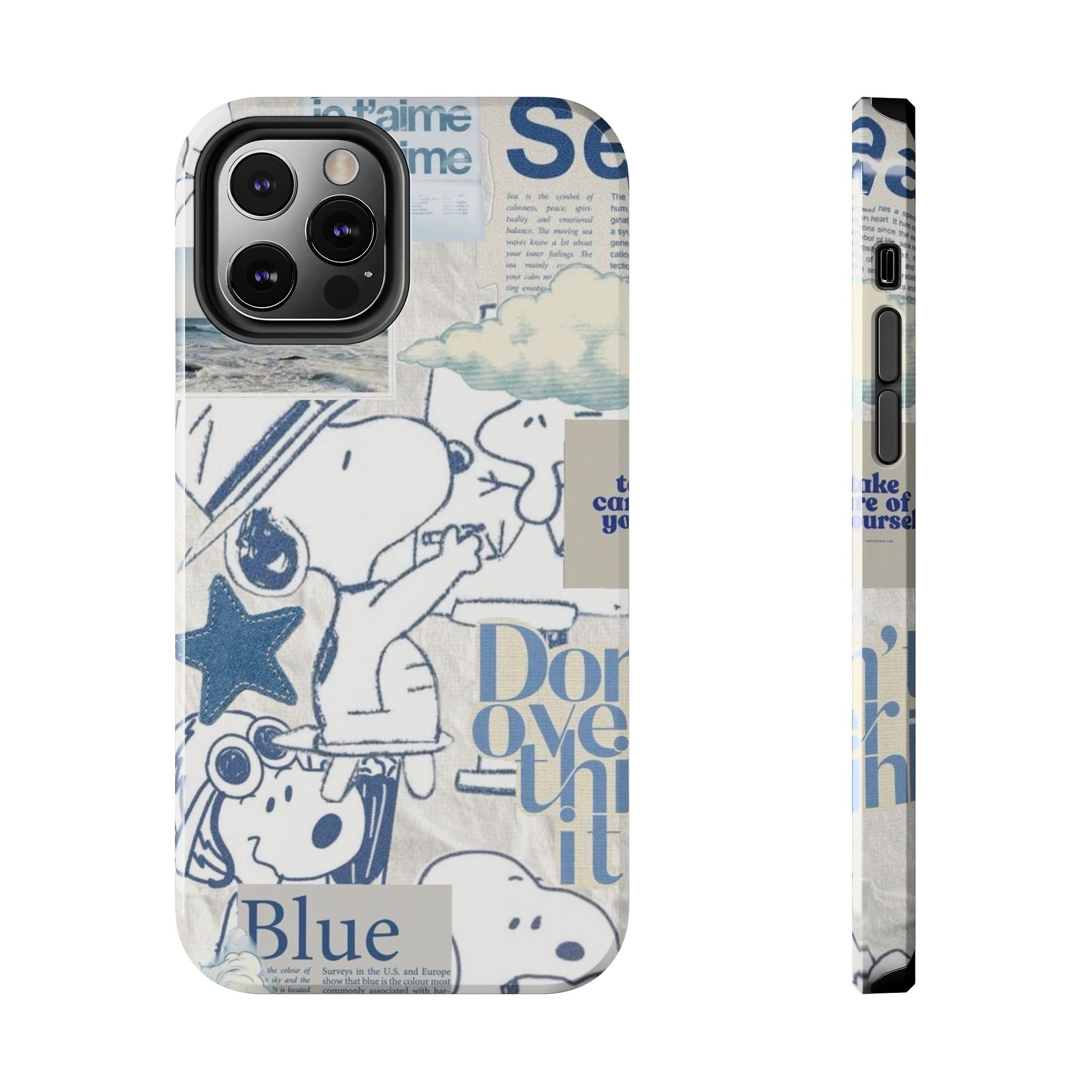 Snoopy Blue Collage Tough Phone Case — Retro Peanuts Cartoon Protective Cover