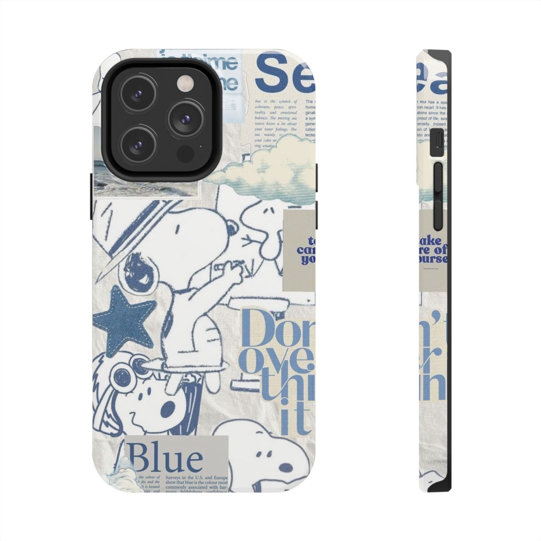 Snoopy Blue Collage Tough Phone Case — Retro Peanuts Cartoon Protective Cover