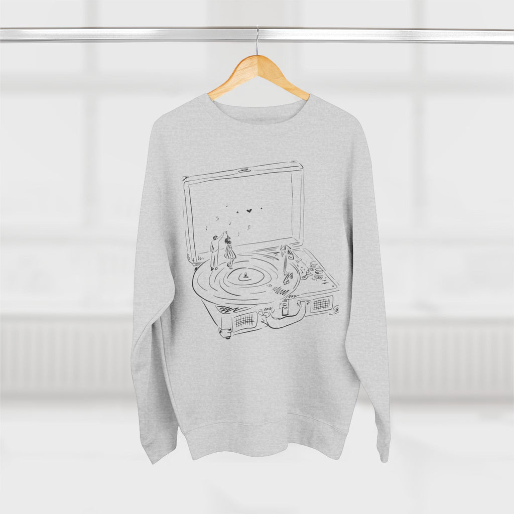 Record Player Crewneck Sweatshirt — Minimalist Turntable Design