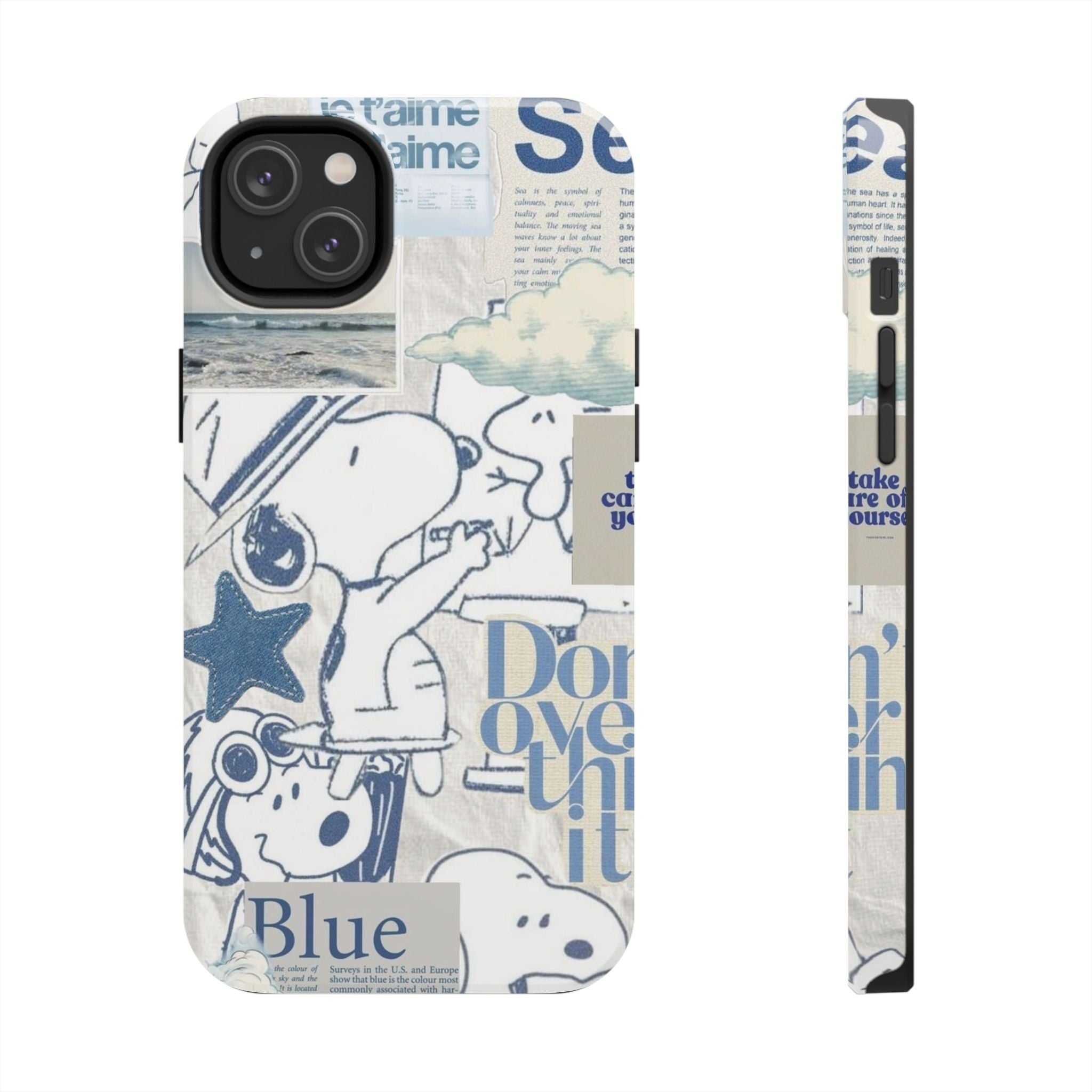 Snoopy Blue Collage Tough Phone Case — Retro Peanuts Cartoon Protective Cover