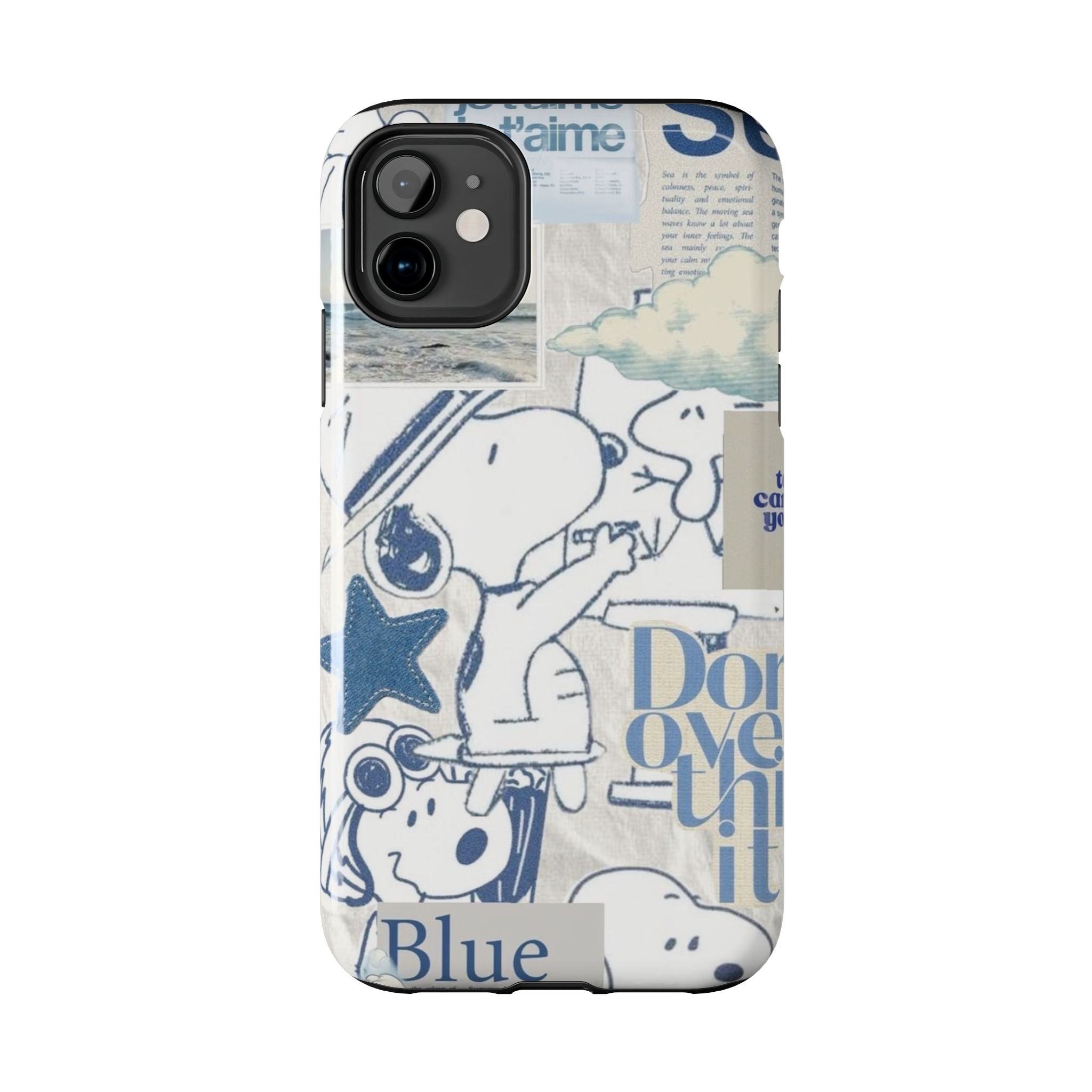 Snoopy Blue Collage Tough Phone Case — Retro Peanuts Cartoon Protective Cover