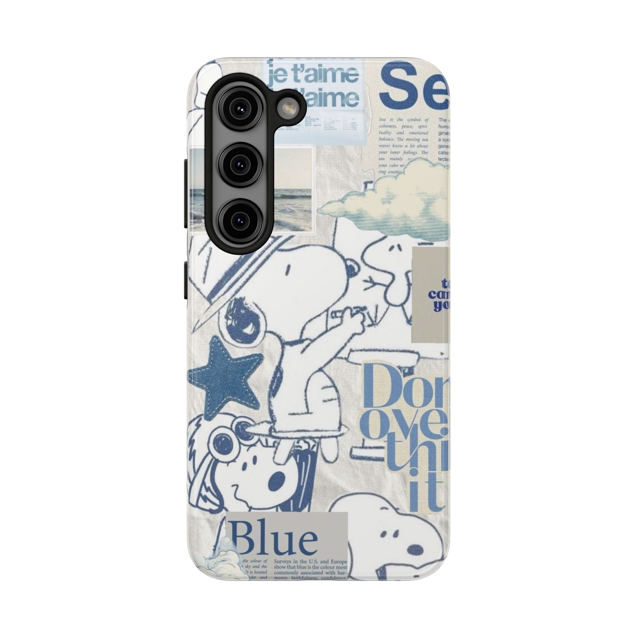 Snoopy Blue Collage Tough Phone Case — Retro Peanuts Cartoon Protective Cover