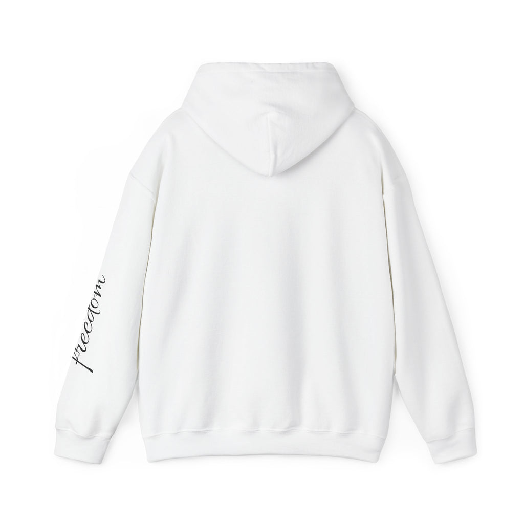 Motorcycle Rider Hoodie — Minimal Moto Graphic with “freedom” Sleeve Script