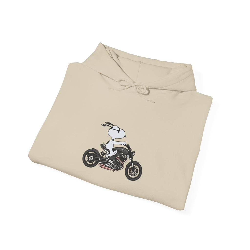 Motorcycle Rider Hoodie — Minimal Moto Graphic with “freedom” Sleeve Script