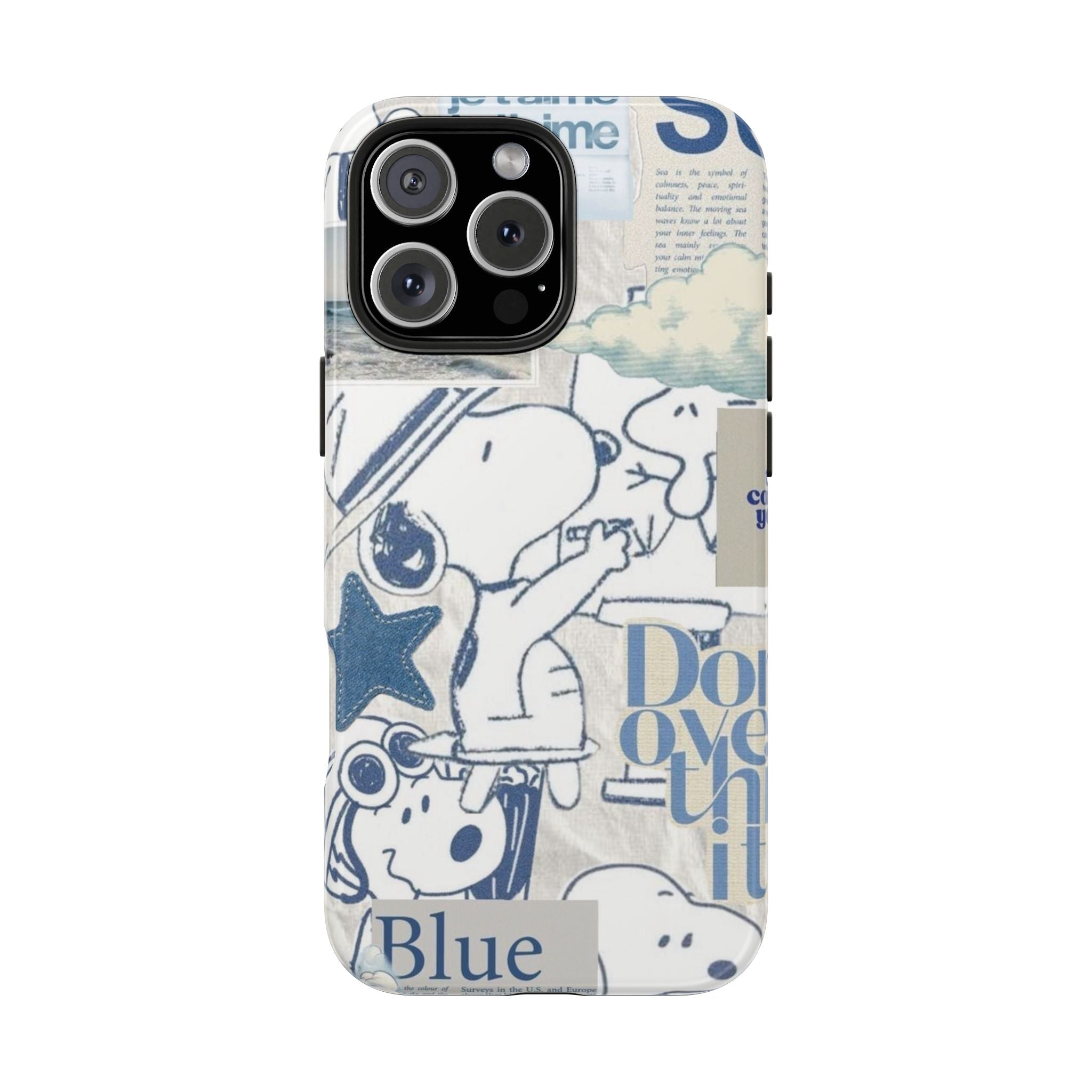 Snoopy Blue Collage Tough Phone Case — Retro Peanuts Cartoon Protective Cover
