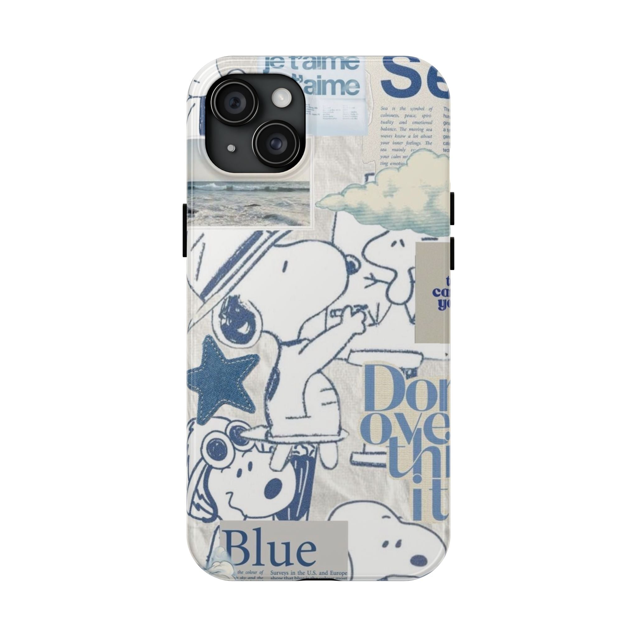 Snoopy Blue Collage Tough Phone Case — Retro Peanuts Cartoon Protective Cover