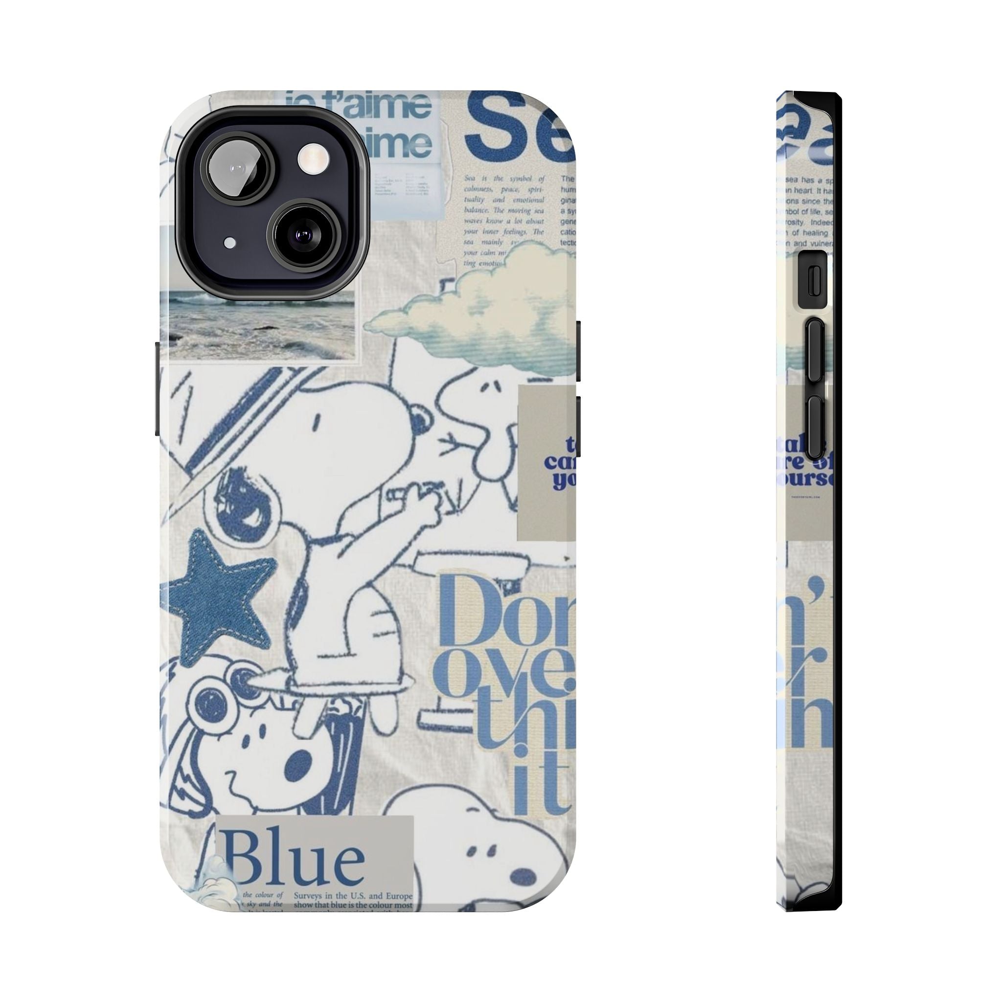 Snoopy Blue Collage Tough Phone Case — Retro Peanuts Cartoon Protective Cover