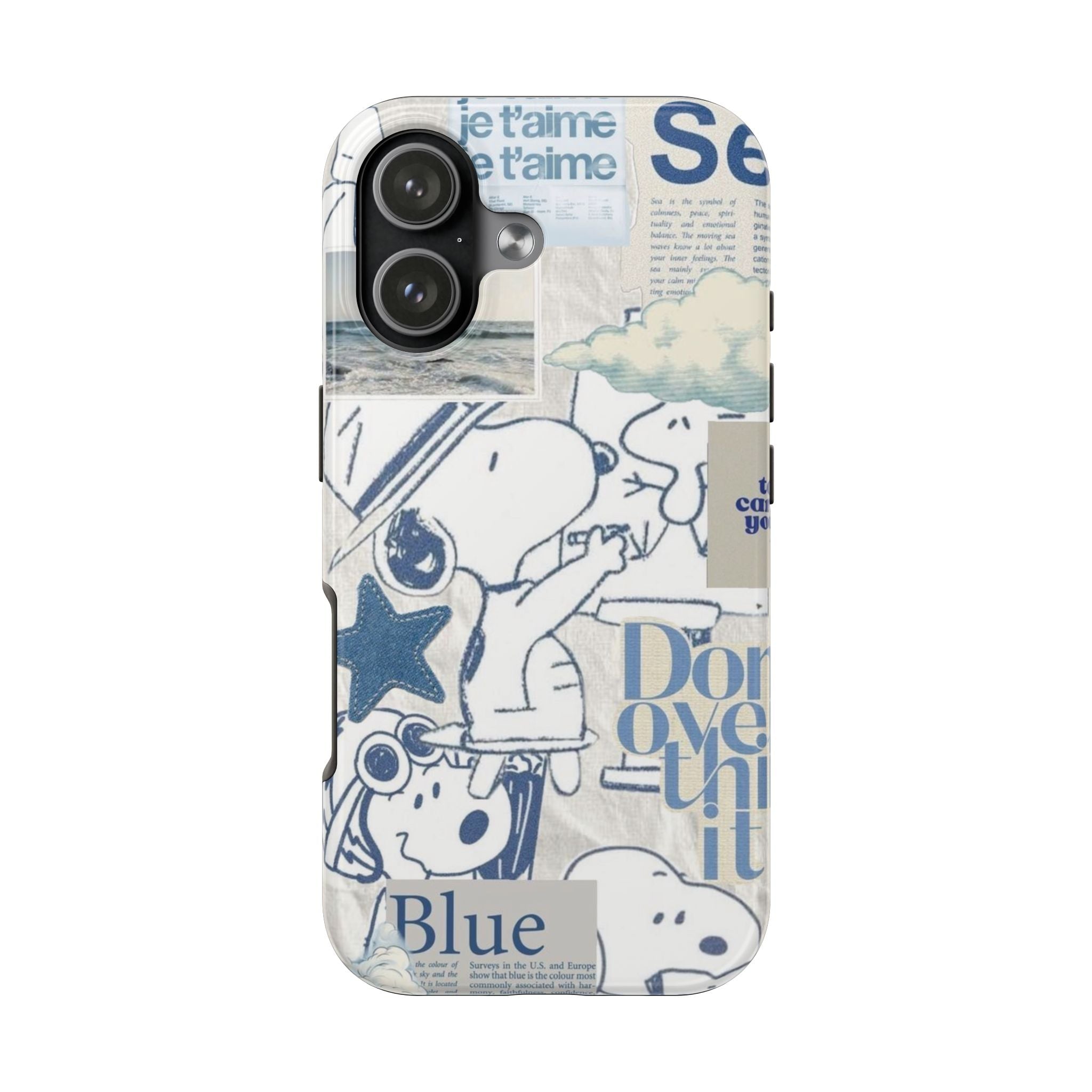 Snoopy Blue Collage Tough Phone Case — Retro Peanuts Cartoon Protective Cover