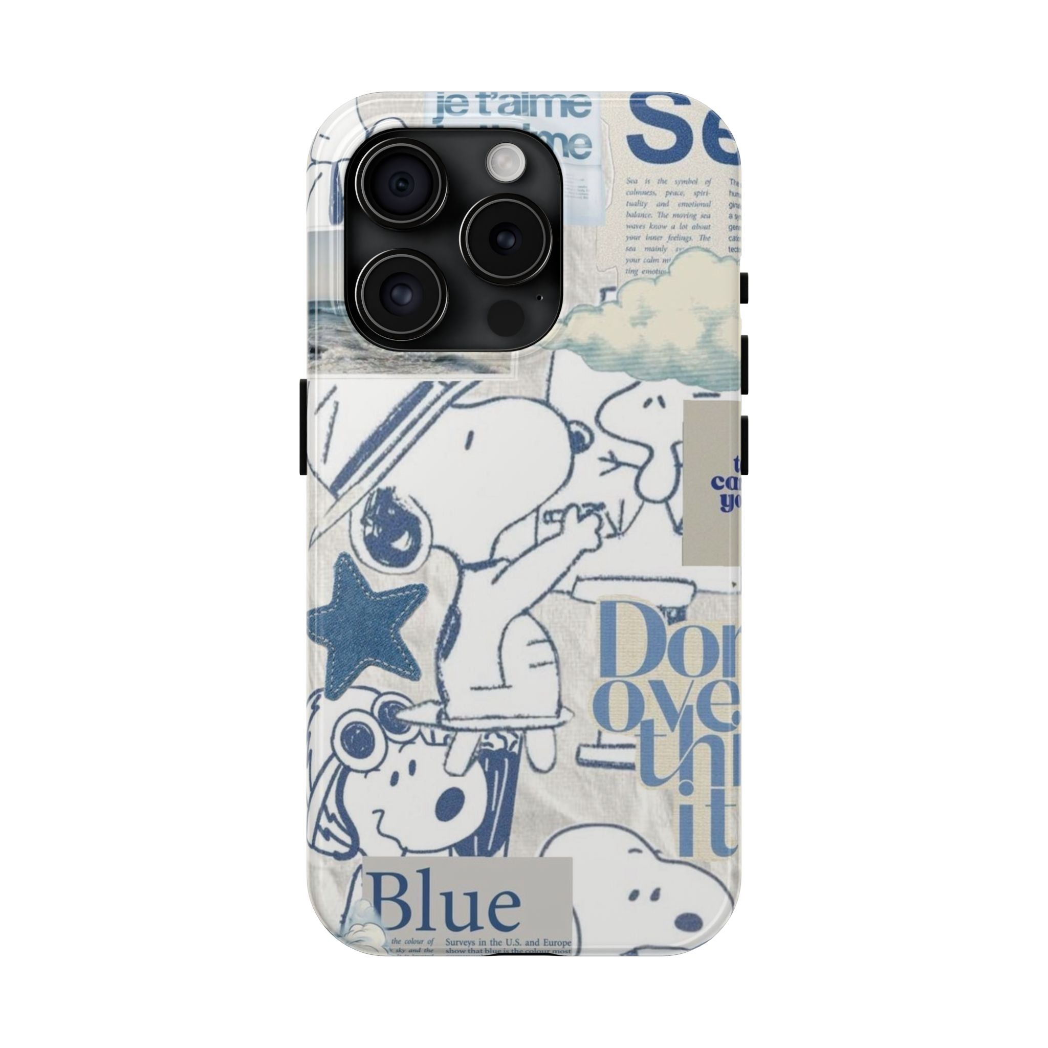Snoopy Blue Collage Tough Phone Case — Retro Peanuts Cartoon Protective Cover