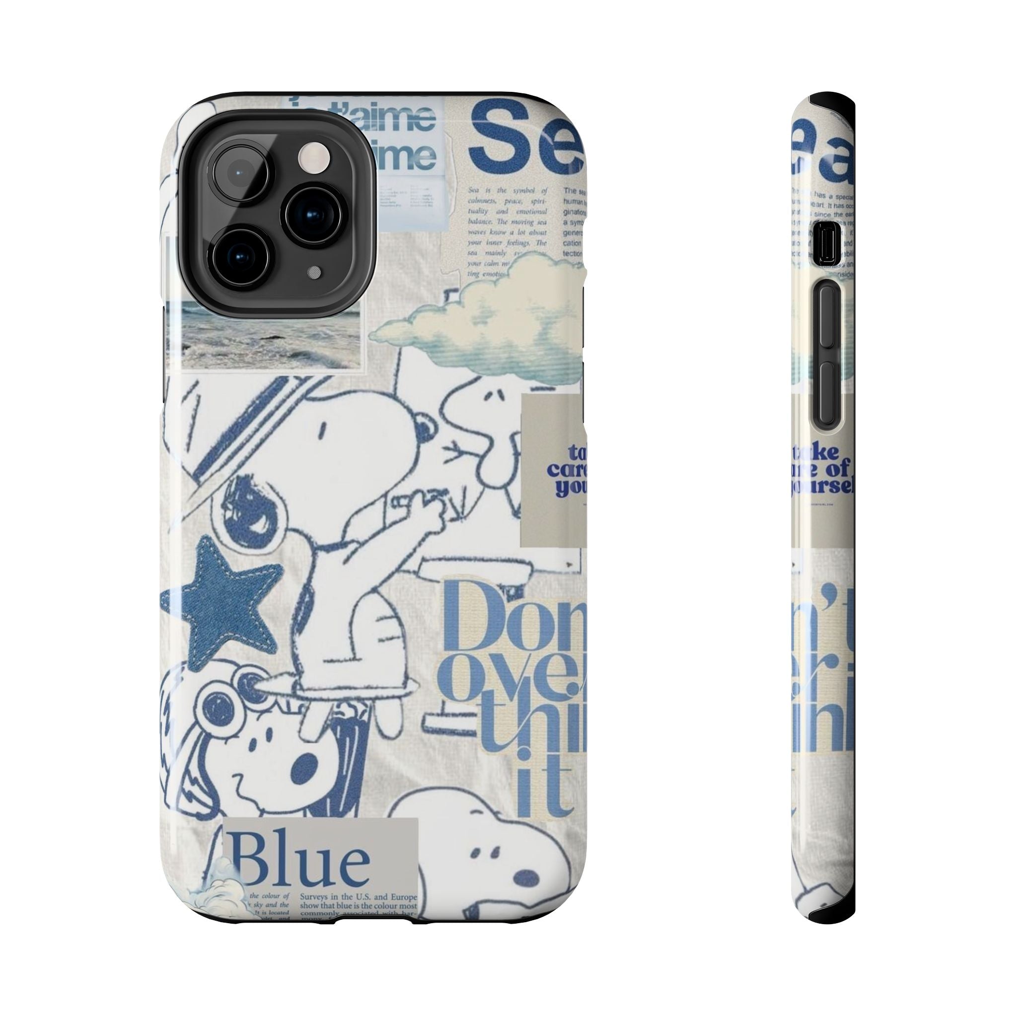 Snoopy Blue Collage Tough Phone Case — Retro Peanuts Cartoon Protective Cover