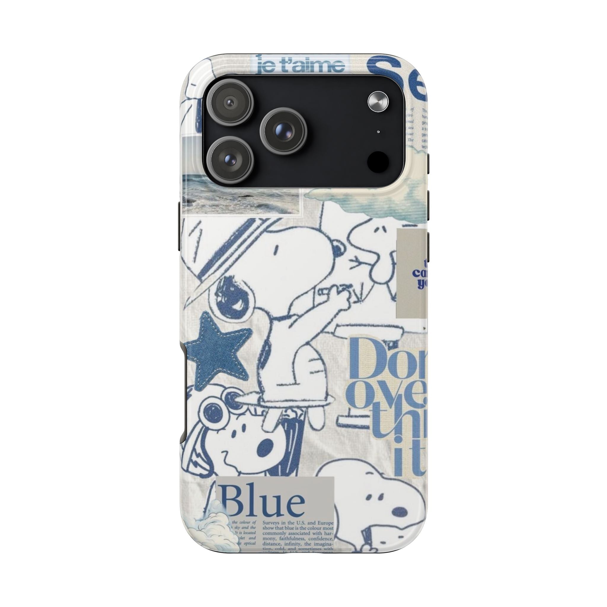 Snoopy Blue Collage Tough Phone Case — Retro Peanuts Cartoon Protective Cover