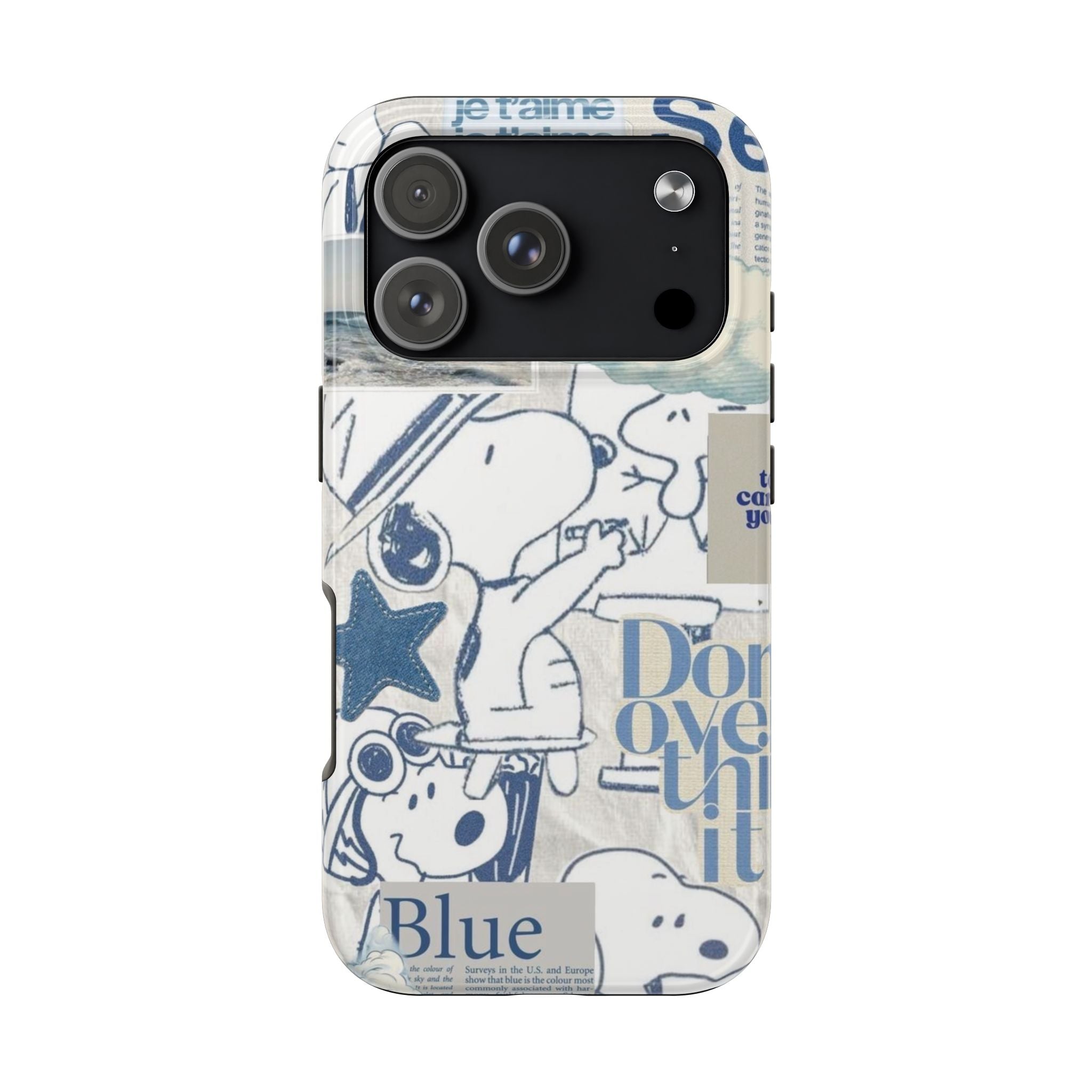 Snoopy Blue Collage Tough Phone Case — Retro Peanuts Cartoon Protective Cover
