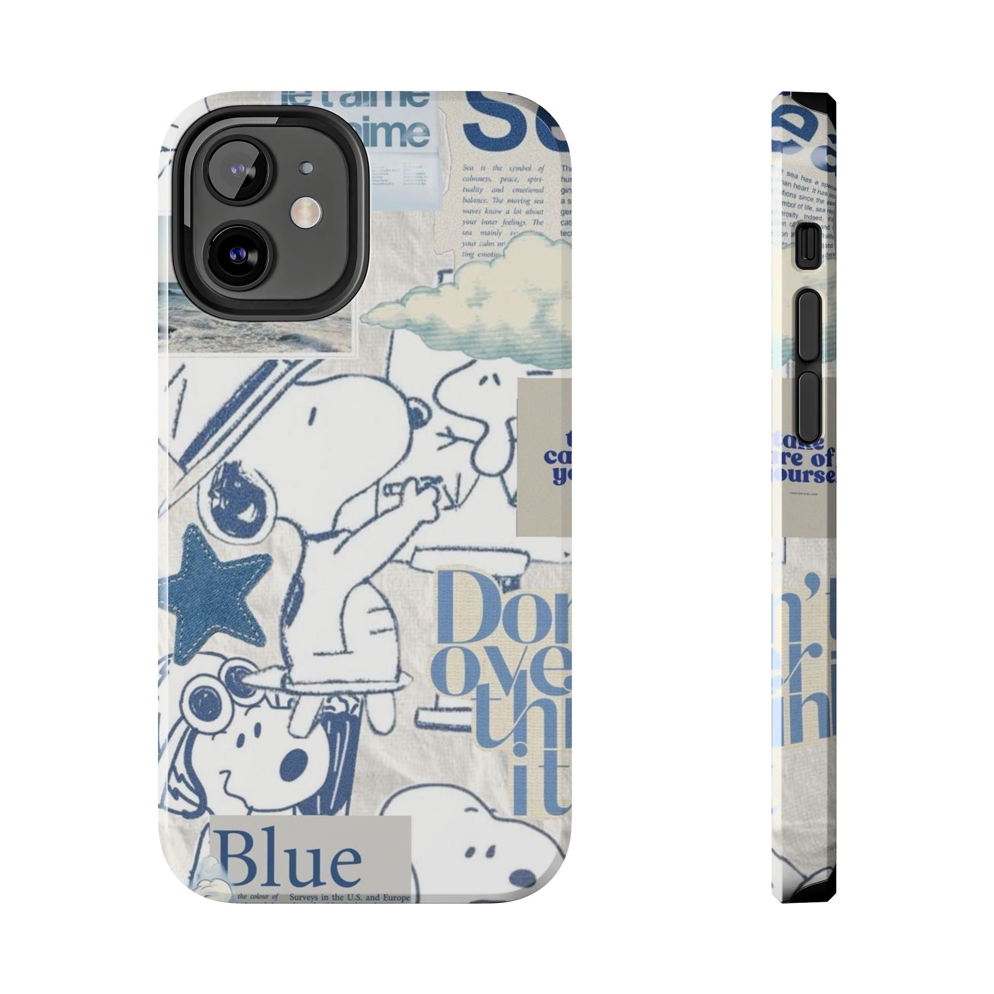 Snoopy Blue Collage Tough Phone Case — Retro Peanuts Cartoon Protective Cover