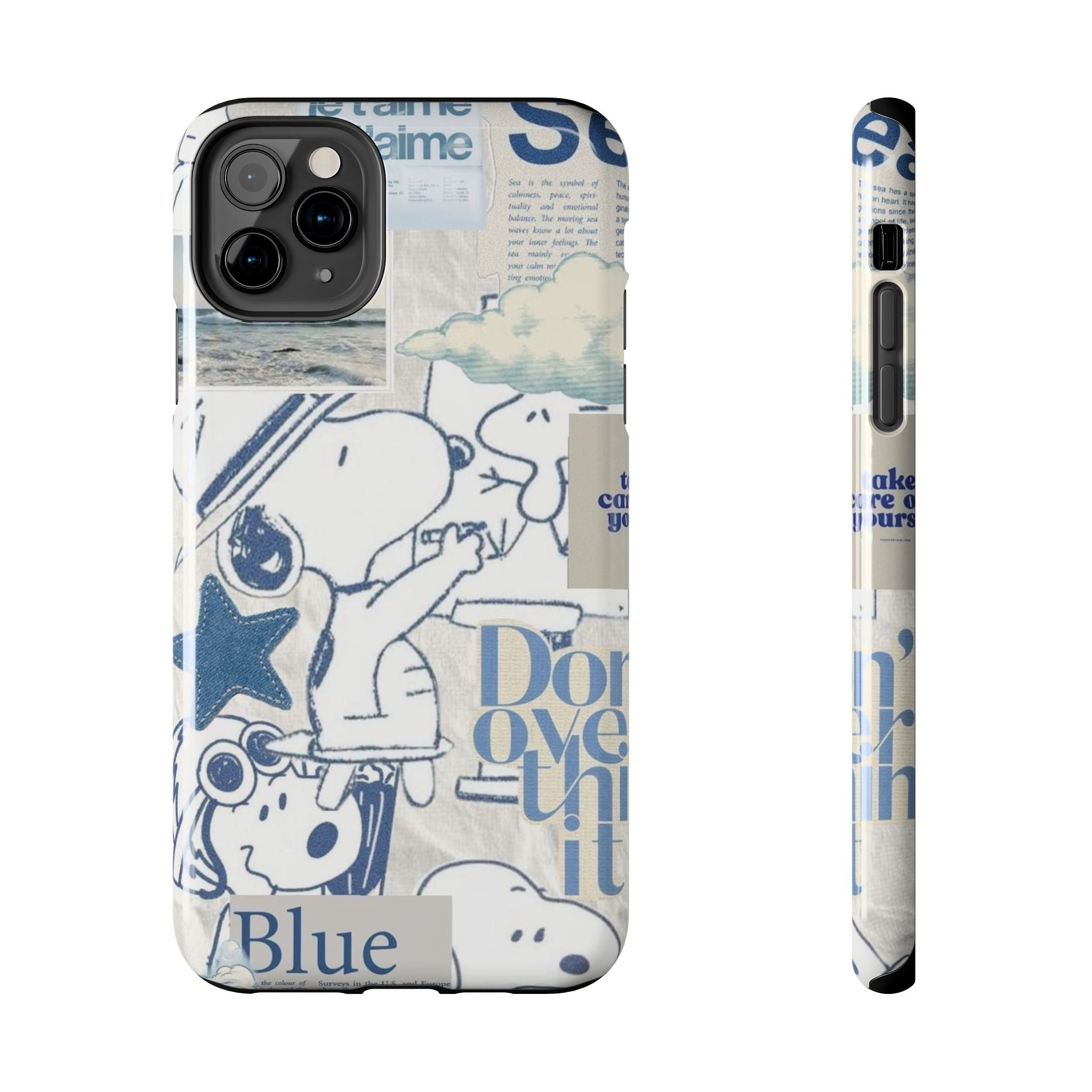 Snoopy Blue Collage Tough Phone Case — Retro Peanuts Cartoon Protective Cover