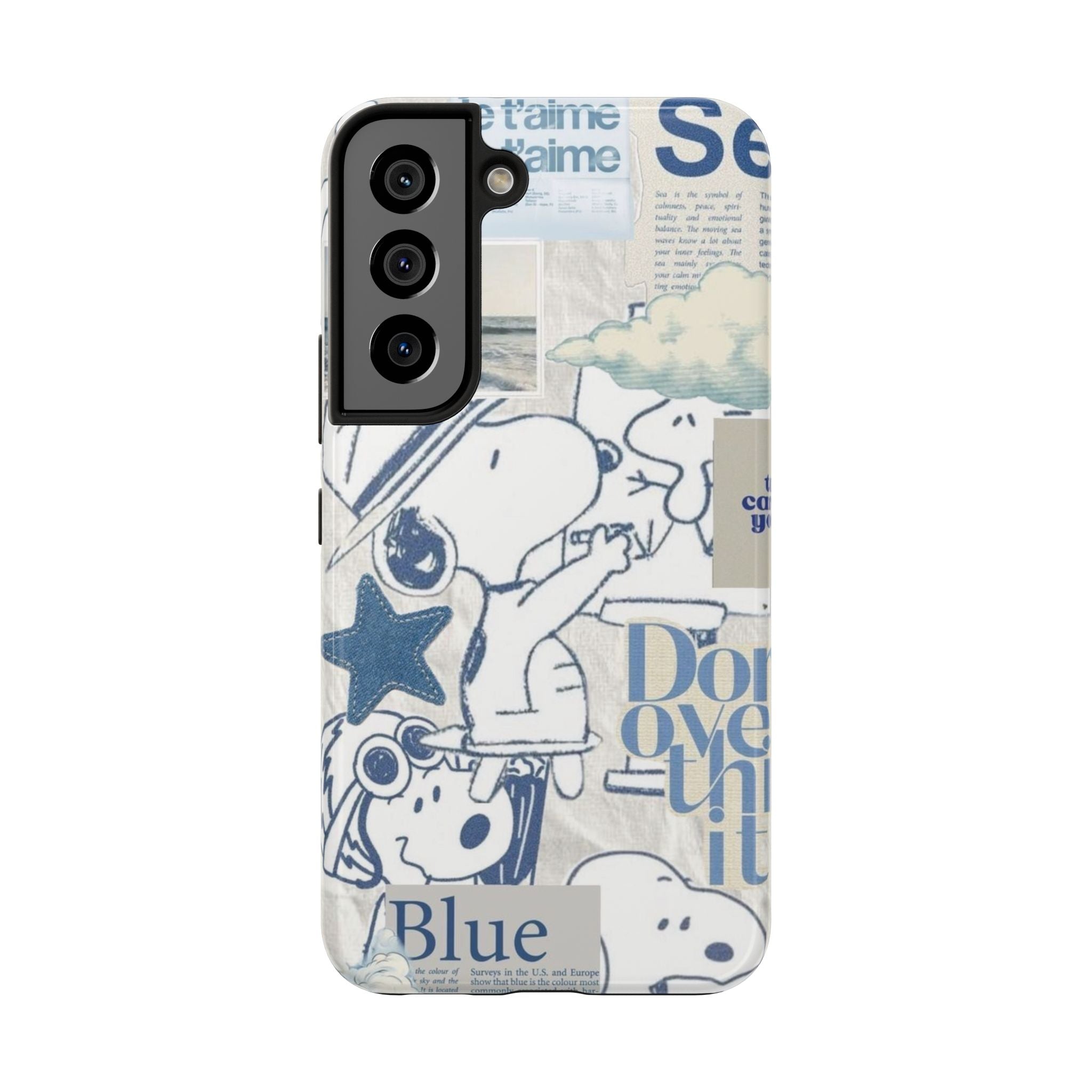 Snoopy Blue Collage Tough Phone Case — Retro Peanuts Cartoon Protective Cover