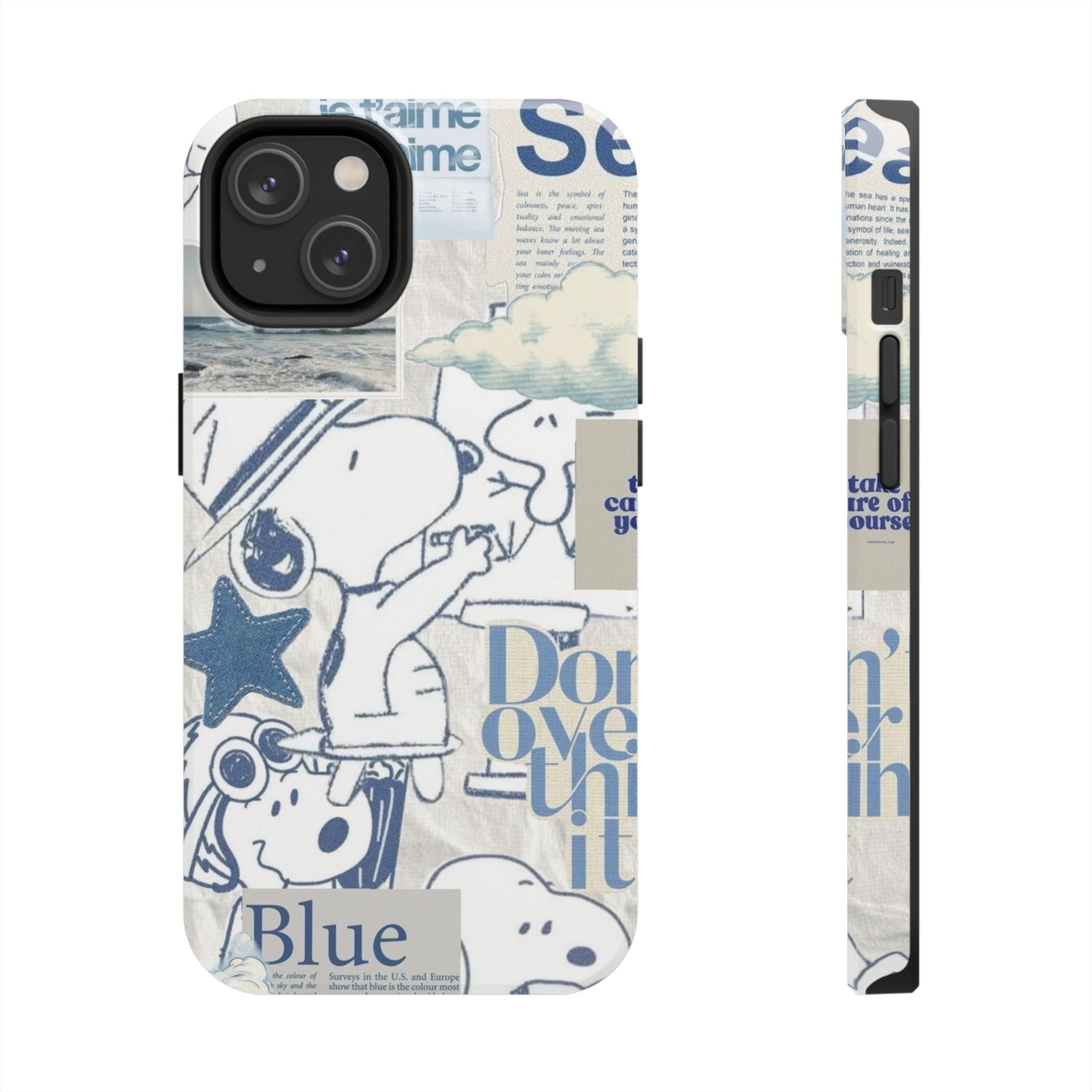 Snoopy Blue Collage Tough Phone Case — Retro Peanuts Cartoon Protective Cover