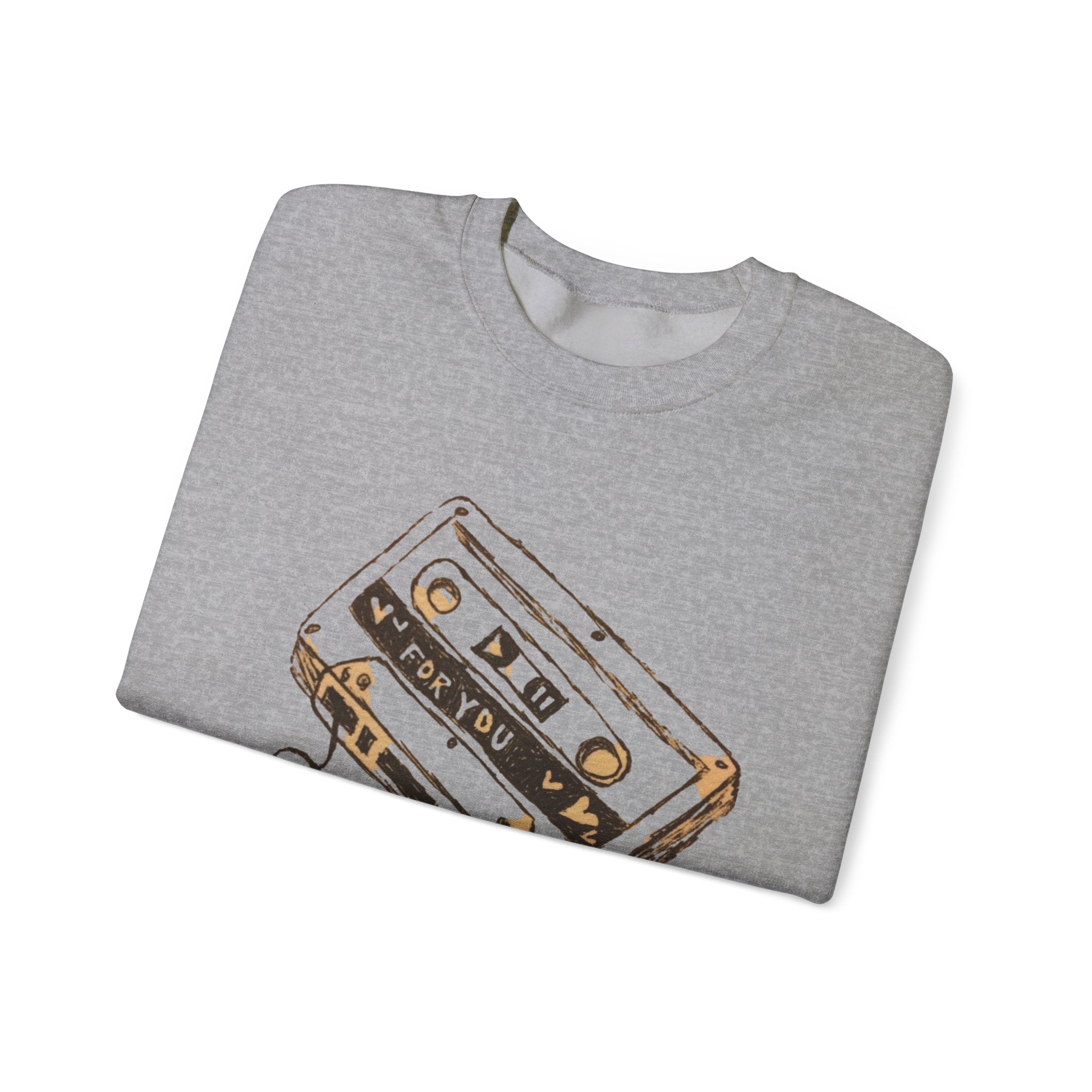 Cassette & Guitar Crewneck Sweatshirt — Retro Music Tape Graphic
