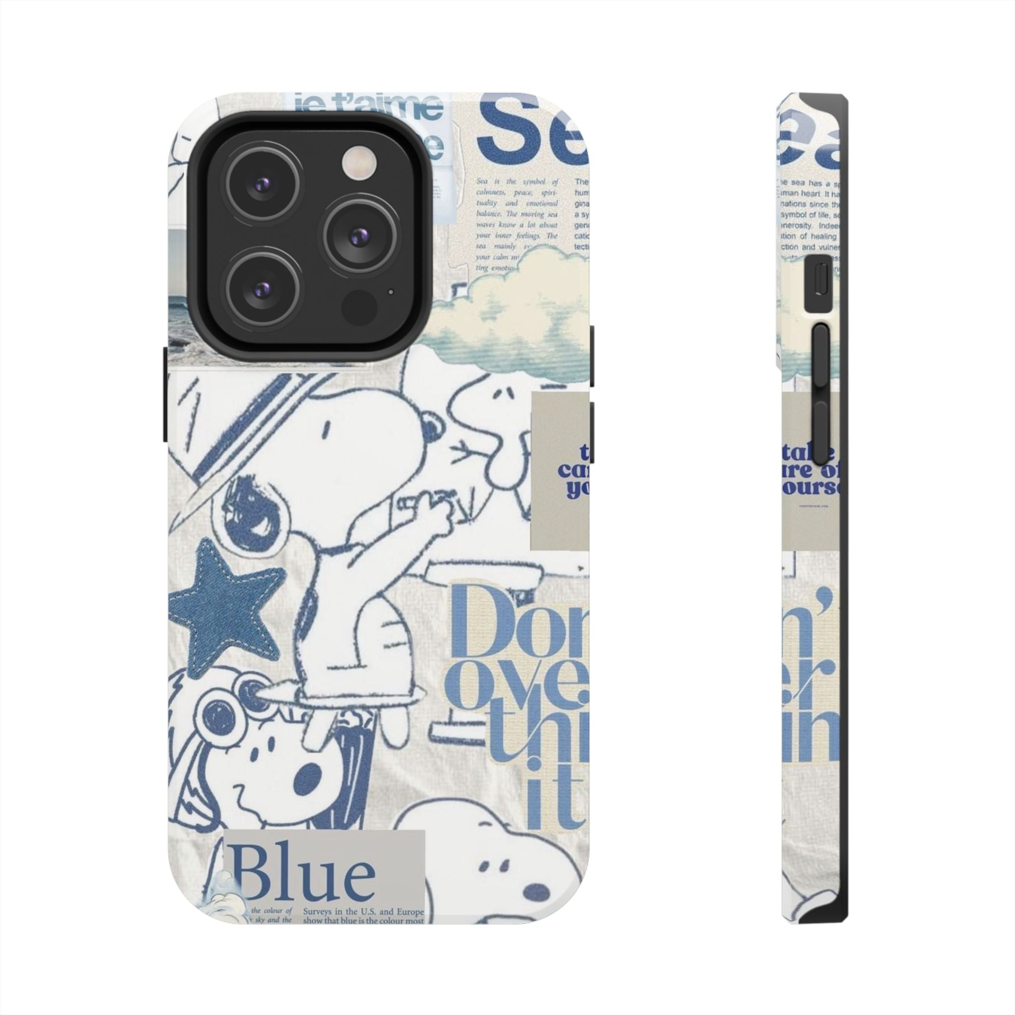 Snoopy Blue Collage Tough Phone Case — Retro Peanuts Cartoon Protective Cover