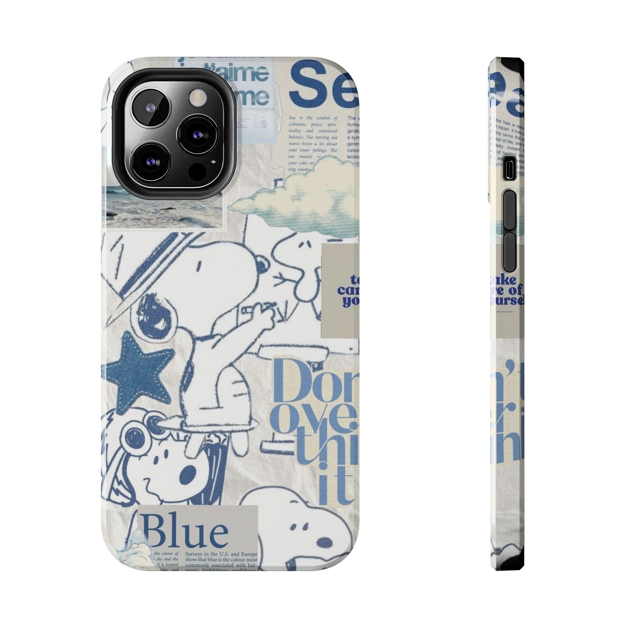 Snoopy Blue Collage Tough Phone Case — Retro Peanuts Cartoon Protective Cover