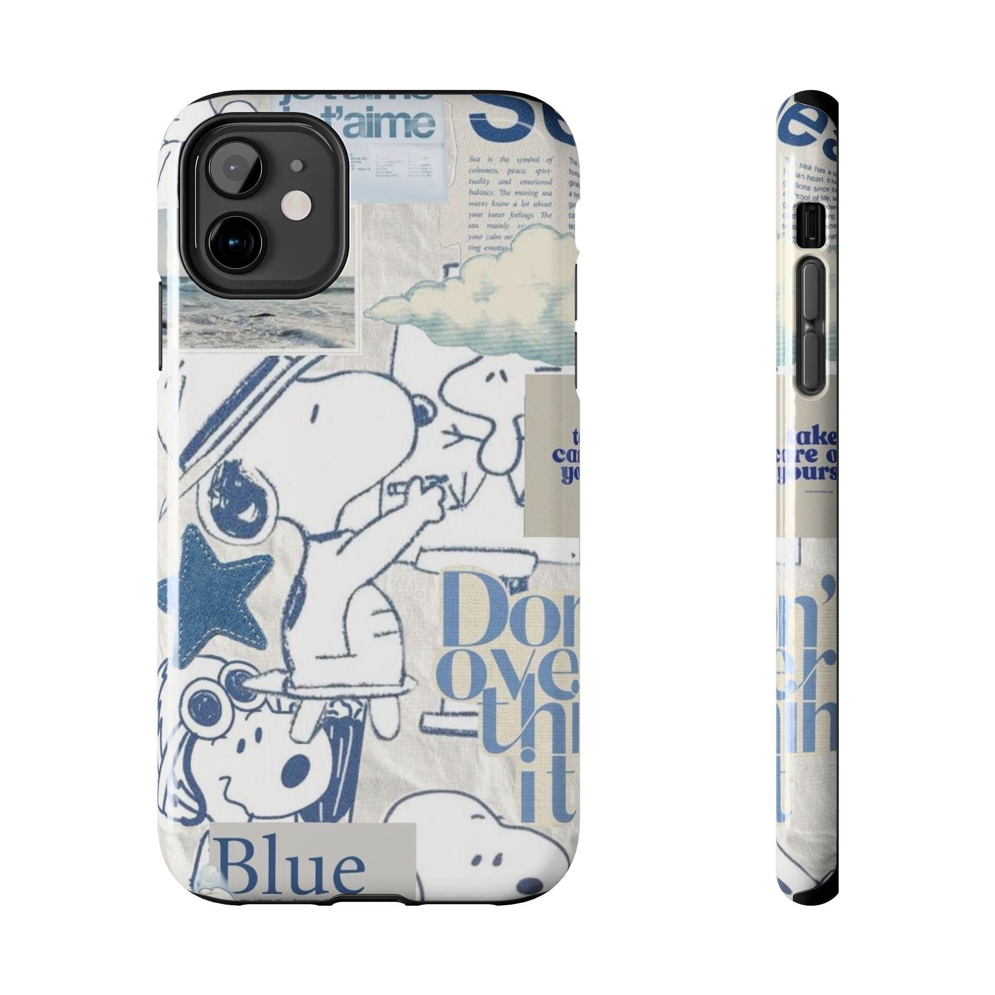 Snoopy Blue Collage Tough Phone Case — Retro Peanuts Cartoon Protective Cover