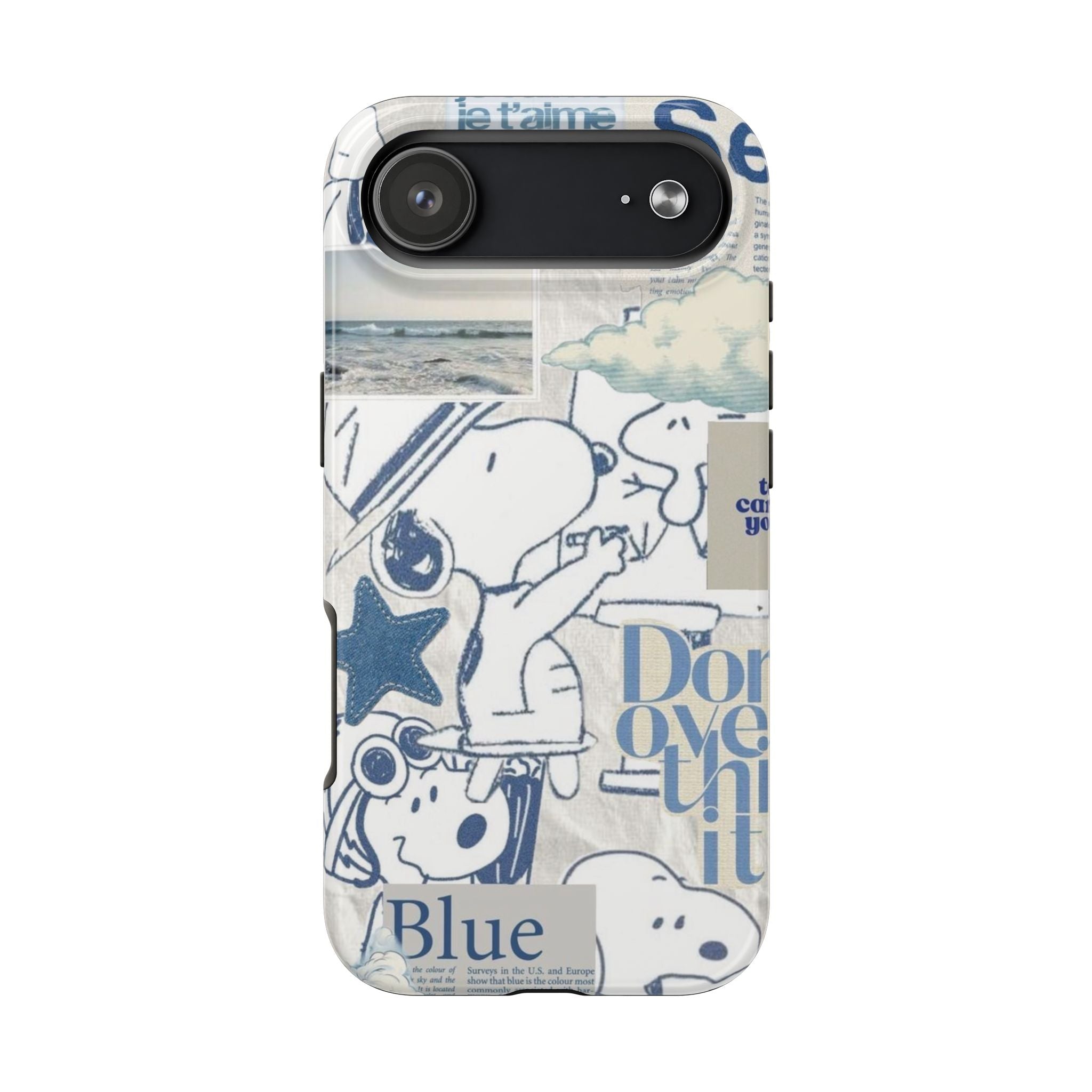 Snoopy Blue Collage Tough Phone Case — Retro Peanuts Cartoon Protective Cover