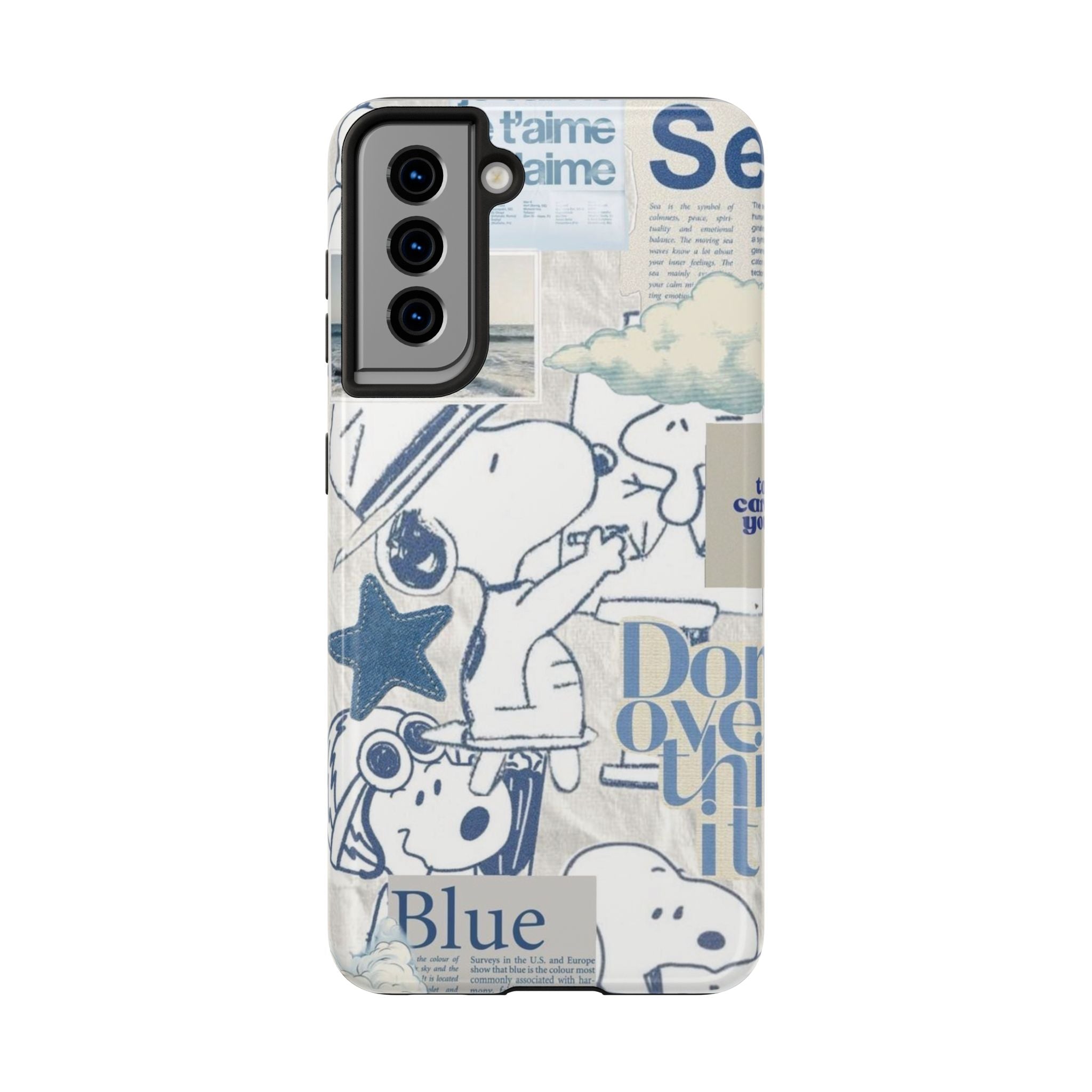 Snoopy Blue Collage Tough Phone Case — Retro Peanuts Cartoon Protective Cover