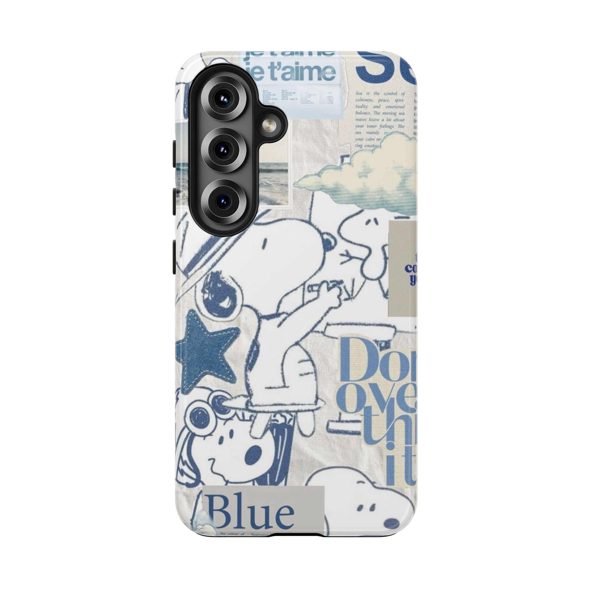 Snoopy Blue Collage Tough Phone Case — Retro Peanuts Cartoon Protective Cover