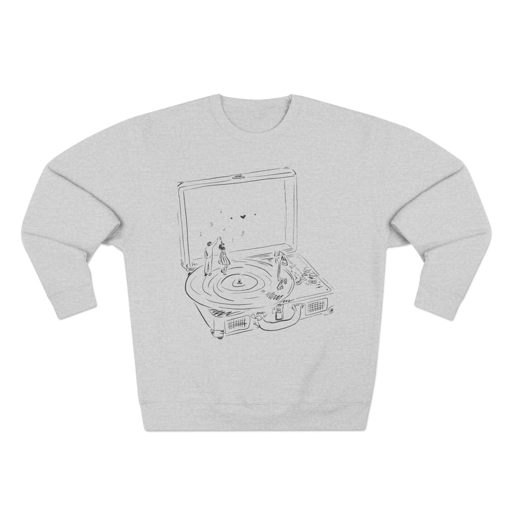 Record Player Crewneck Sweatshirt — Minimalist Turntable Design