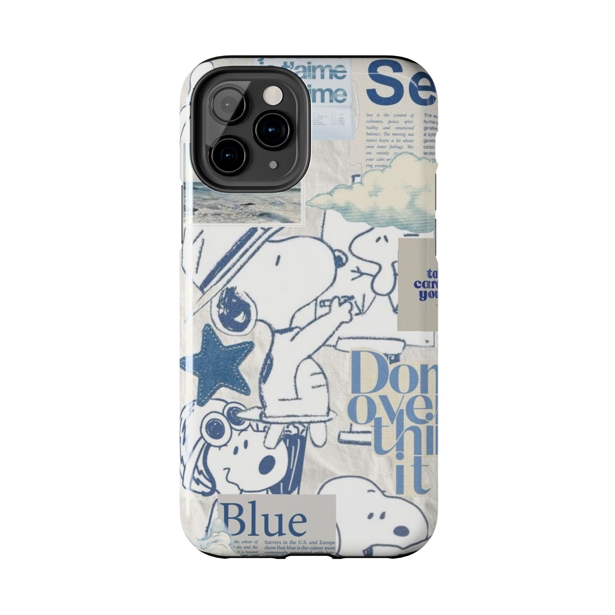 Snoopy Blue Collage Tough Phone Case — Retro Peanuts Cartoon Protective Cover