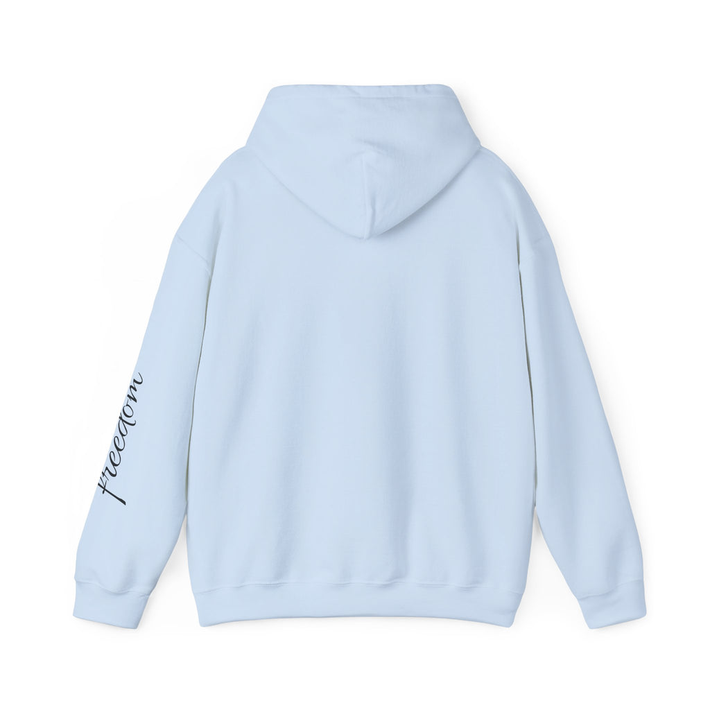 Motorcycle Rider Hoodie — Minimal Moto Graphic with “freedom” Sleeve Script