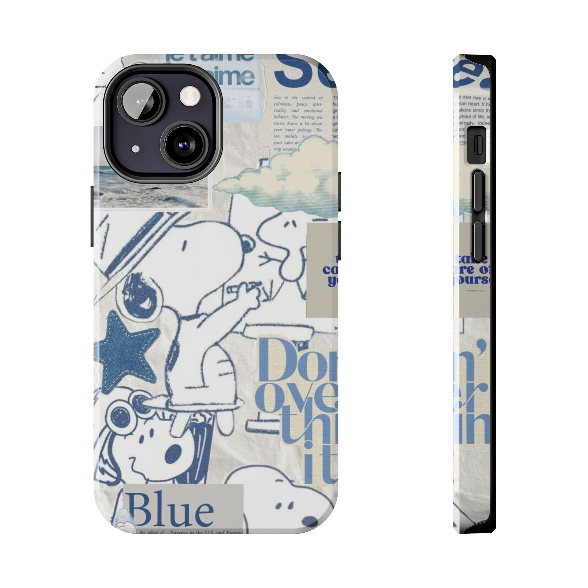 Snoopy Blue Collage Tough Phone Case — Retro Peanuts Cartoon Protective Cover
