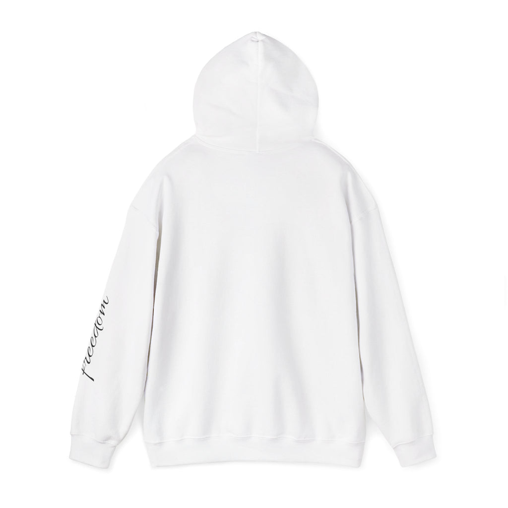 Motorcycle Rider Hoodie — Minimal Moto Graphic with “freedom” Sleeve Script