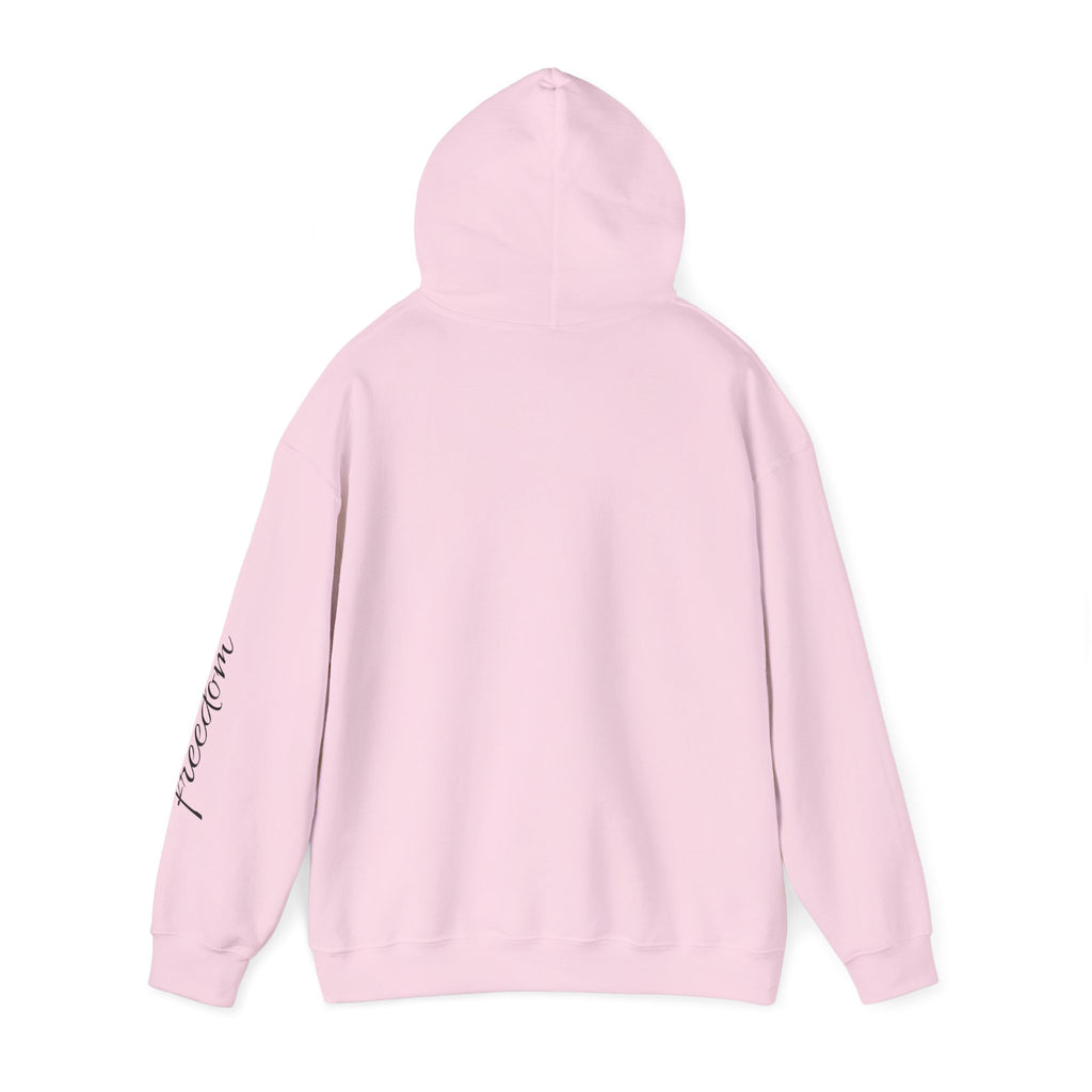 Motorcycle Rider Hoodie — Minimal Moto Graphic with “freedom” Sleeve Script