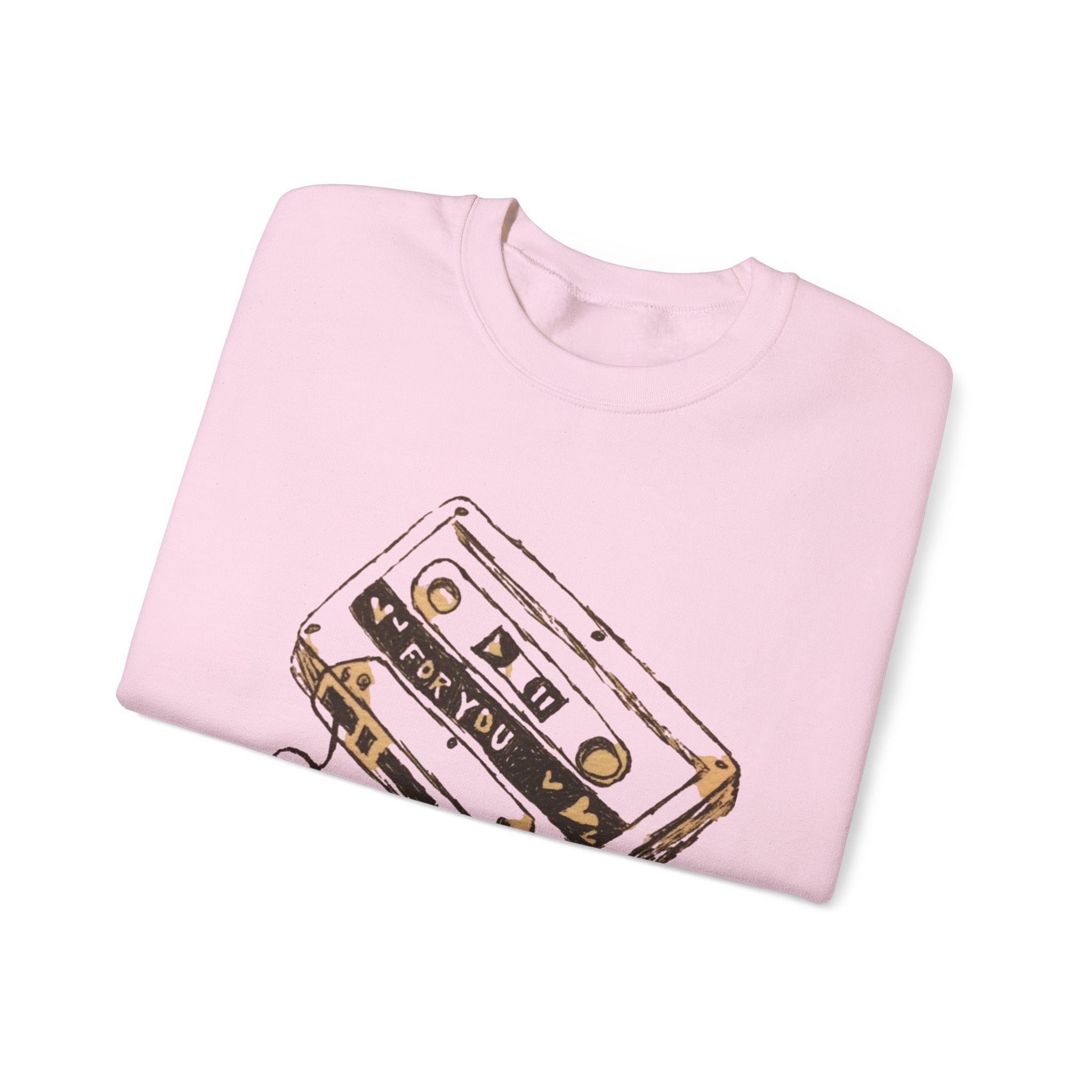 Cassette & Guitar Crewneck Sweatshirt — Retro Music Tape Graphic