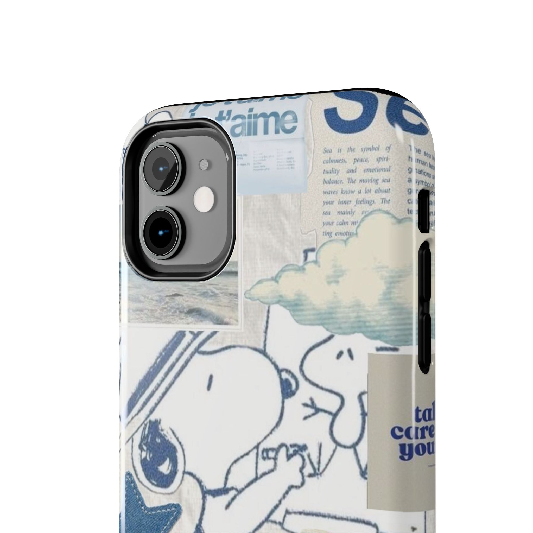 Snoopy Blue Collage Tough Phone Case — Retro Peanuts Cartoon Protective Cover