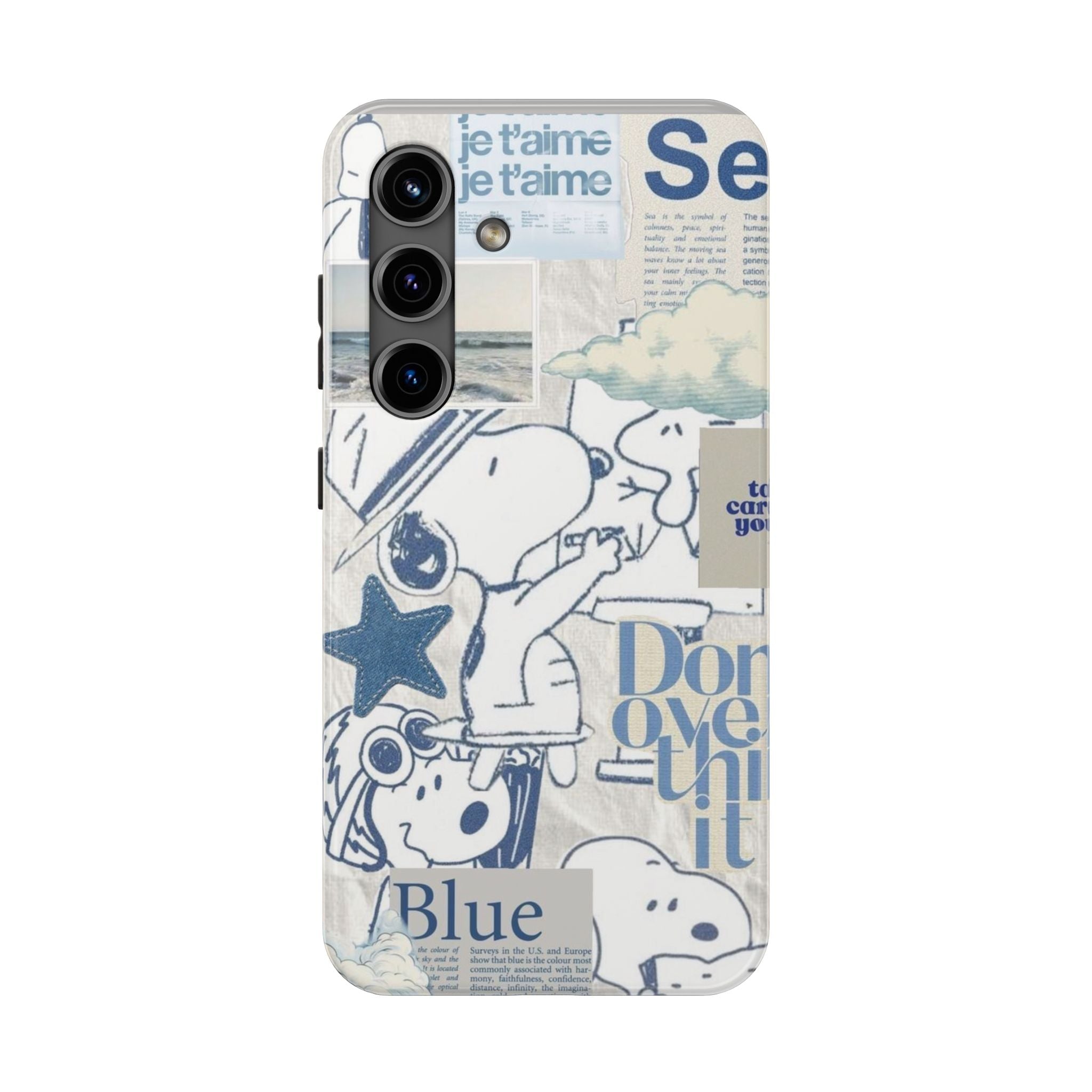 Snoopy Blue Collage Tough Phone Case — Retro Peanuts Cartoon Protective Cover